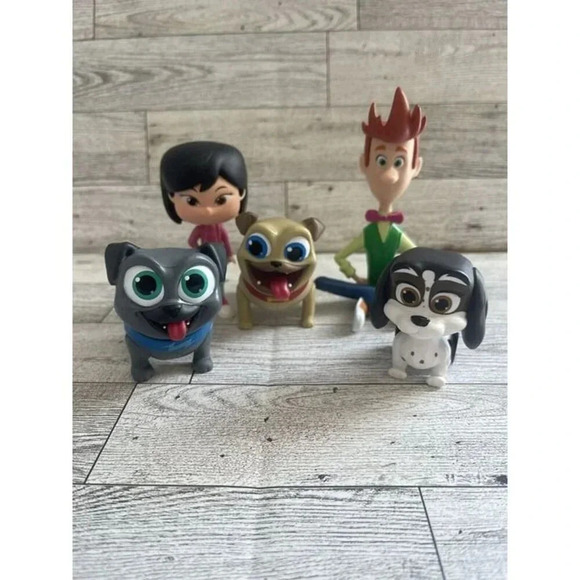 Lot of 5 Disney Jr. Puppy Dog Pals Figures Chloe Sitting Bob Rolly Bingo Lollie - Picture 2 of 12
